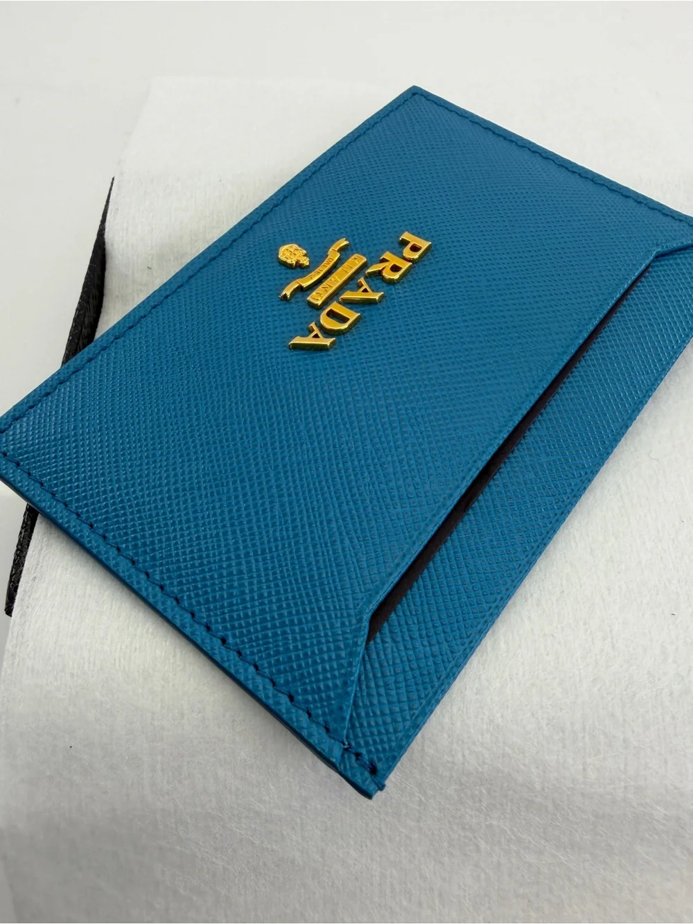 PRADA Saffiano Leather Cardholder in Blue